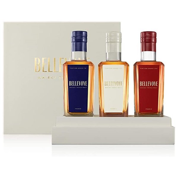 Bellevoye Bienheureux Trio 3x0,2l Whisky aus Frankreich 0,6 Liter Geschenkpackung