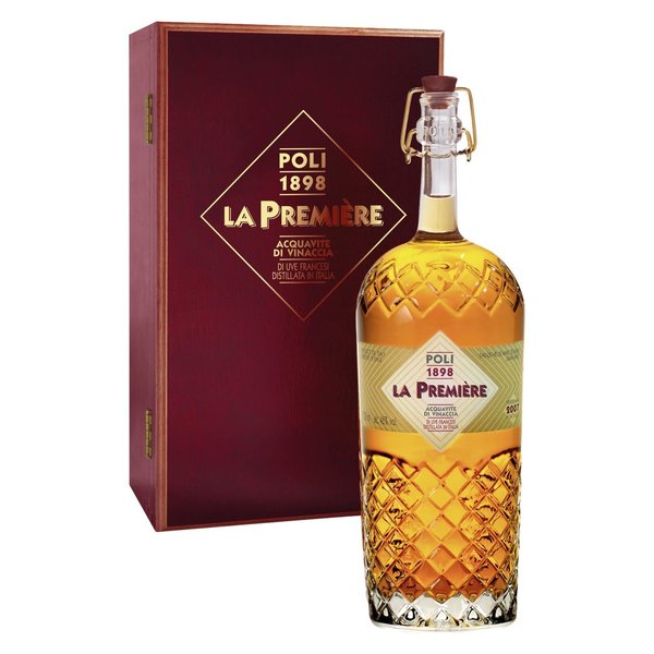 Jacopo Poli La Premiere Grappa 46% vol., 0,7 Liter Flasche in der Holzkiste